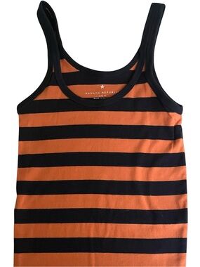 Banana Republic Orange & Navy Striped Tank Dress